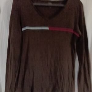 Tommy Hilfiger 1990s Vintage Brown Long Sleeve 100% Cotton Large Y2k